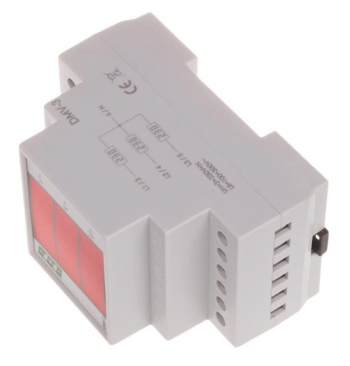 Трифазний вольтметр F&F DMV-3 230В AC - фото №2