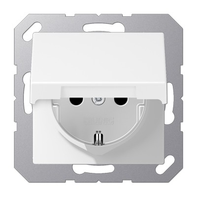 Розетка з накладкою Jung A A1520BFKLWWM з кришкою білий