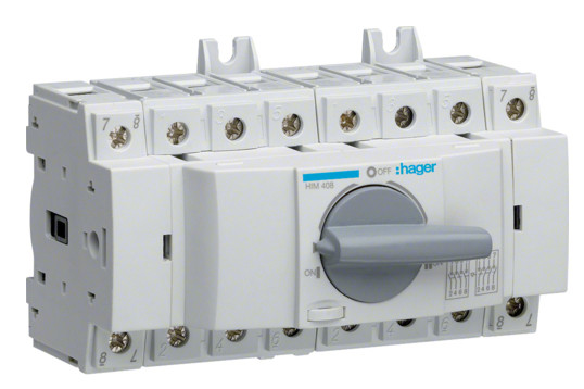 Перемикач Hager HIM408 I-0-II 80А 400/690В 4P 8м