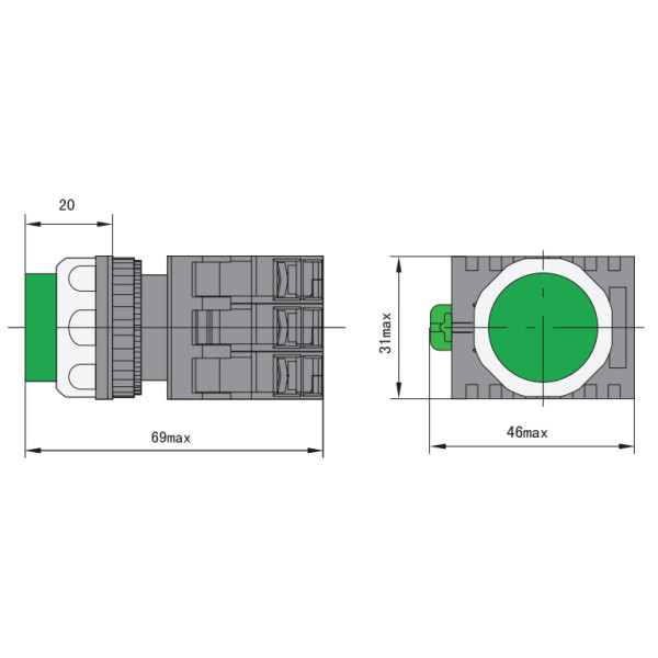 Выступающая кнопка NOARK Ex9P1 RI b с подсветкой синяя (105633) - фото №1