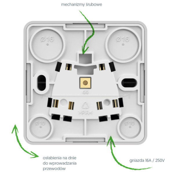 Одномісна розетка Elektro-Plast Berg 3737-00 із заземленням (біла) - фото №3