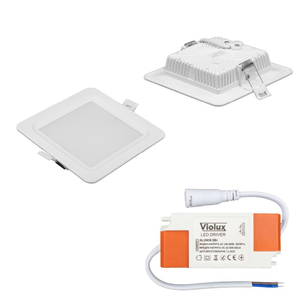 Світильник LED даунлайт Violux ALUMIN 9W 4200K квадрат IP20 ( 121260 ) - фото №7