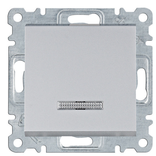 Универсальный выключатель Hager WL0222 Lumina 10АХ/230В с подсветкой (серебристый)