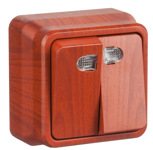 Двоклавішний вимикач Gunsan 1052400100104 Misya з підсвічуванням (черешня)