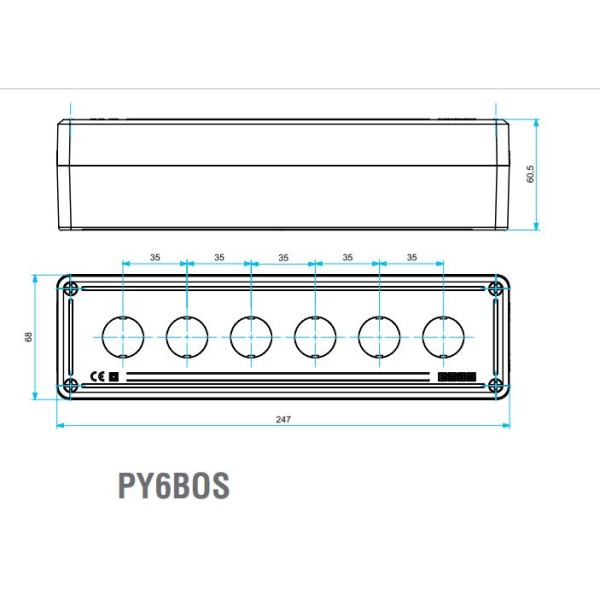 Кнопочный пост EMAS PY6BOS на 6 кнопок (пустой) - фото №1