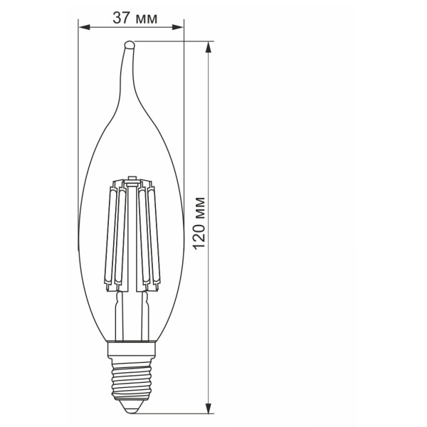 Світлодіодна філаментна лампа Videx Filament C37Ft E14 6Вт 4100K (VL-C37Ft-06144) - фото №1