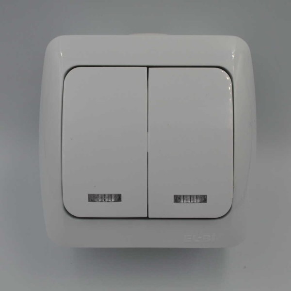 Вимикач ALSU білий 2-кл з підсвіткою ( 504-010200-203 ) - фото №1