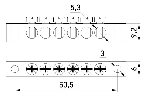 Нульова шина E.Next e.bsa.stand.20.6 6 отворів 20А (s056001) - фото №1