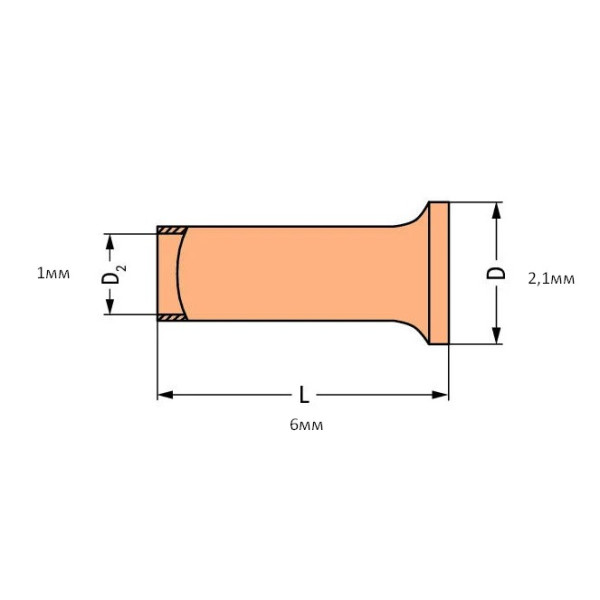 Наконечник Wago 216-121 без ізоляції 0,5 мм² 6,0 мм - фото №1