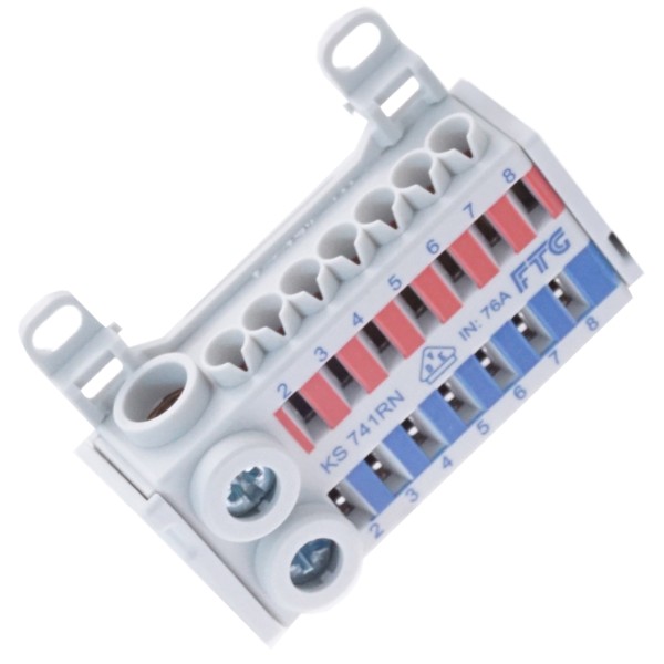 Клемма FTG KVK KS 741RN (вход: 2х25мм², 2х16мм², выходы: 14х4мм²)