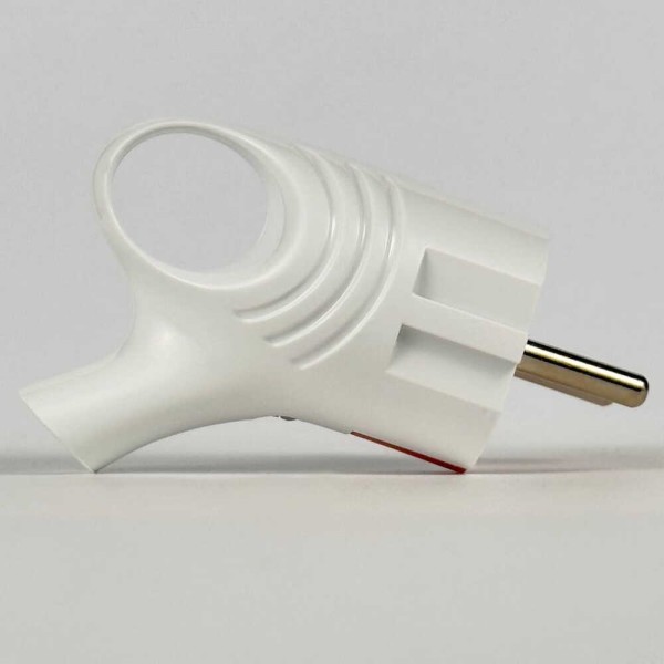 Вилка штепсельная EL-BI с ручкой с заземлением бело-красная инд. уп. (505-005111-800) - фото №1