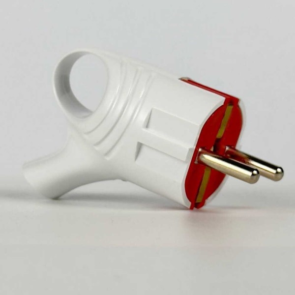 Вилка штепсельная EL-BI с ручкой с заземлением бело-красная инд. уп. (505-005111-800) - фото №2