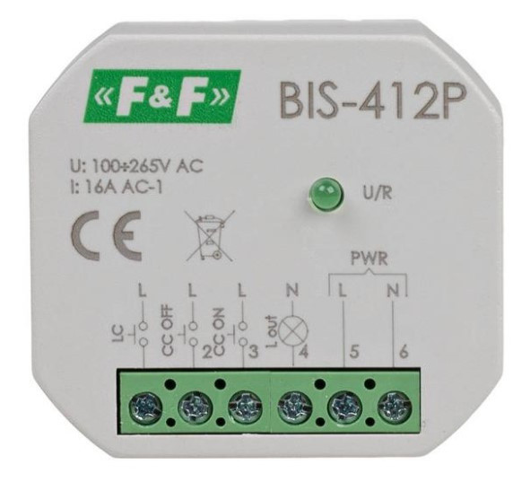 Бістабільне реле F&F BIS-412P 165-265В AC 16А