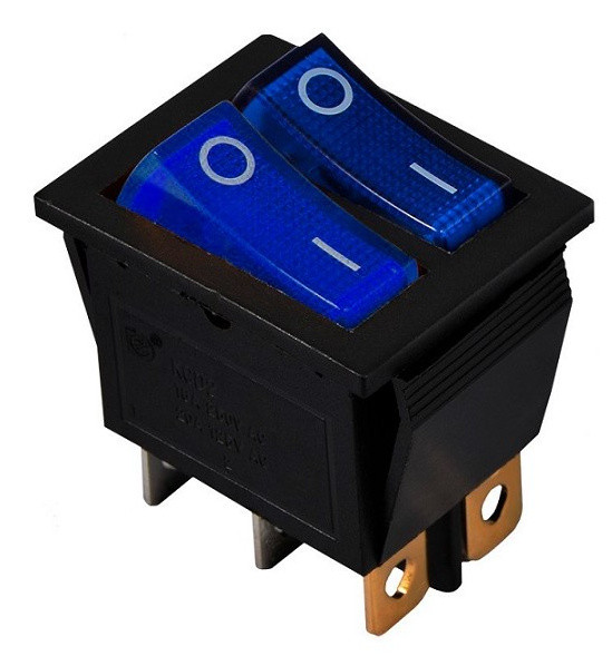 Переключатель TNSy KCD2-2101N BL+BL/B с подсветкой синий (TNSy5500814)