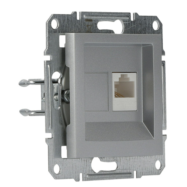 Розетка компьютерная без рамки 5.e UTP алюминий Asfora, EPH4300161 - фото №1