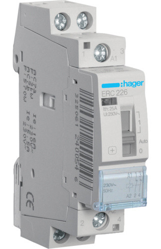 Контактор з ручним керуванням Hager ERC226 25A 2НЗ 230B