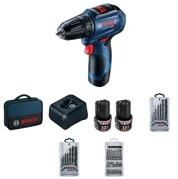 Шуруповерт Bosch GSR 12V-30 с набором бит 39шт (06019G9001)