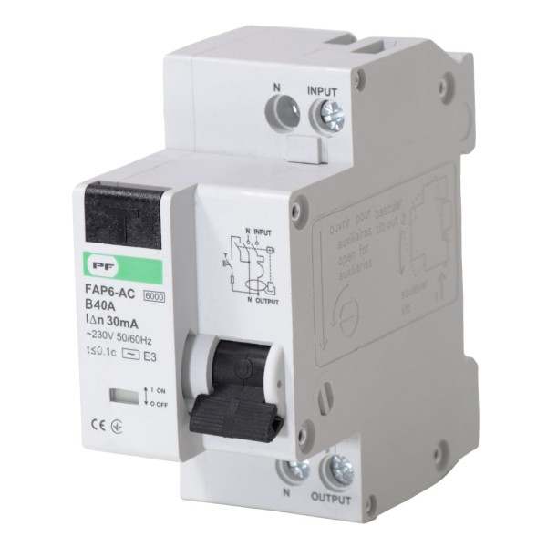 Диф автомат Promfactor FAP6-AC B 40А/0,03A 2P (1P+N) 6кА (FAP06B40030AC)