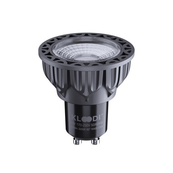 Светодиодная лампочка Kloodi KDGU10-QL 5WCOB 3K 60D BK DIM GU10 450Lm IP20