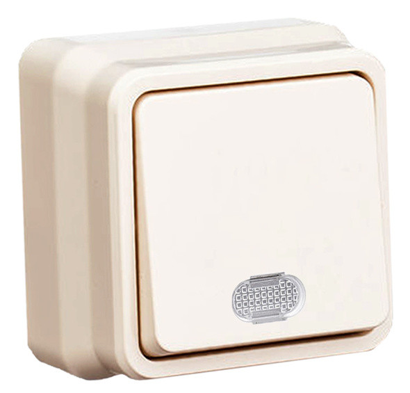 Выключатель 1-клавишный с подсветкой Gunsan Misya крем