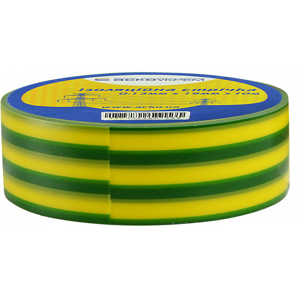 Ізолента Аско-Укрем 0,13x19мм/10м жовто-зелена (A0150020008) - фото №1