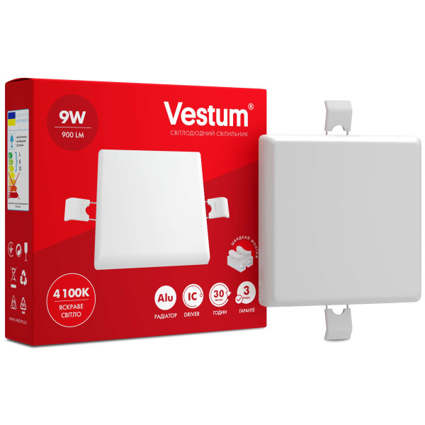 Безрамковий світильник Vestum 1-VS-5602 9Вт 4100К квадратний - фото №1