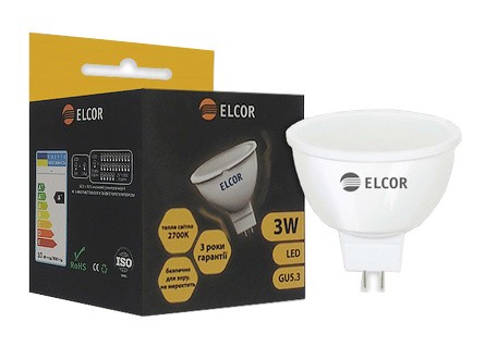 Светодиодная лампа Elcor 534326 GU5.3 MR16 3Вт 2700К - фото №1