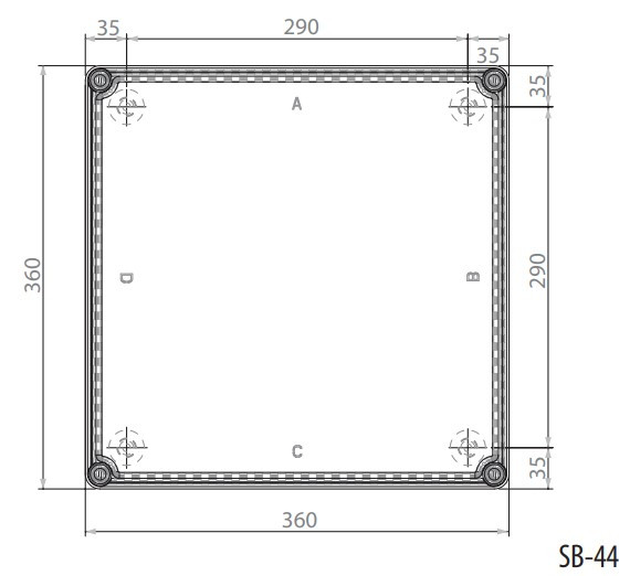 Пластиковая распредкоробка ETI 001102501 SB-44 (360x360x170) IP66 - фото №4