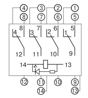 Промежуточное реле E.Next e.control.p1046L 10А 230В АC с LED индикацией (i.ly4n.230ac) - фото №3