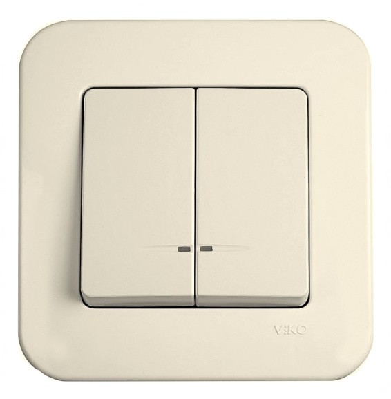 Вимикач 2-клавішний кремовий VIKO Rollina