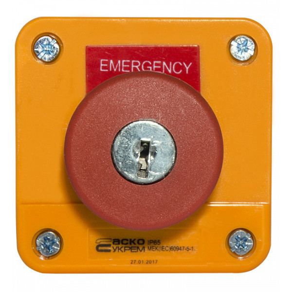 Одноместный пост управления Аско-Укрем XAL-J184 «Аварийный Стоп» (A0140020043) - фото №1