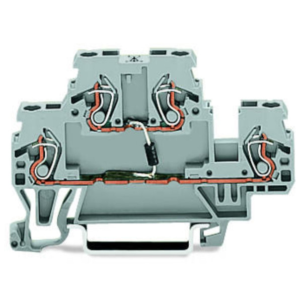 Дворівнева клема Wago 870-540/281-411 з діодом 1N4007 для DIN-рейки (анод справа) 2,5 мм (сіра)