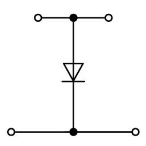 Дворівнева клема Wago 870-540/281-411 з діодом 1N4007 для DIN-рейки (анод справа) 2,5 мм (сіра) - фото №1