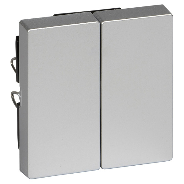 Клавіша вимикача подвійна SYSTEM M алюміній Merten, MTN433560 - фото №1