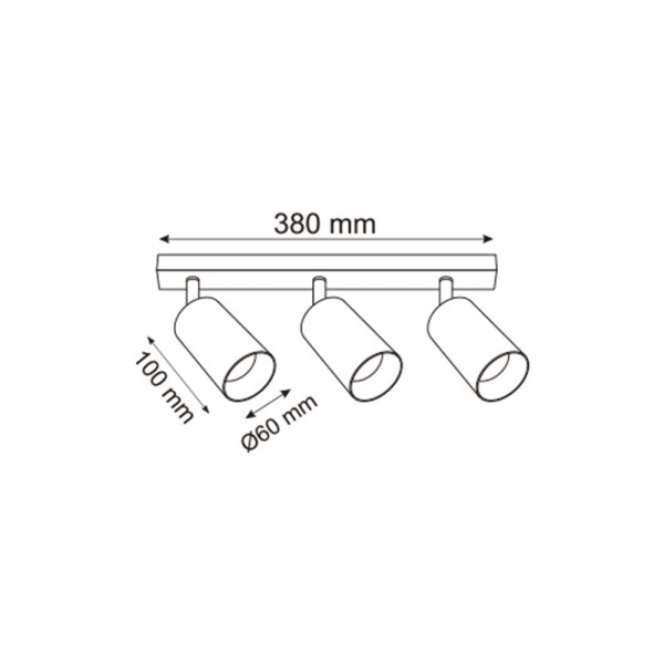 Світильник поворотний, спот Zuma Line 5905316655898 Ren GU10 3x50W IP20 чорний - фото №1