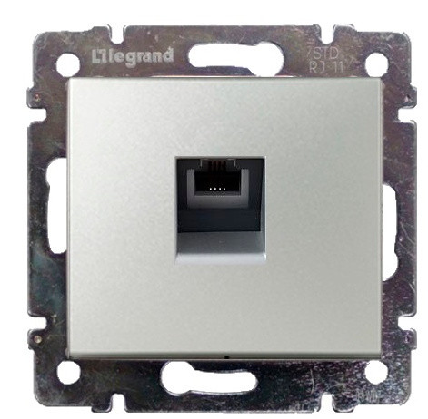 Механизм розетки телефонной RJ-11 Valena алюминий