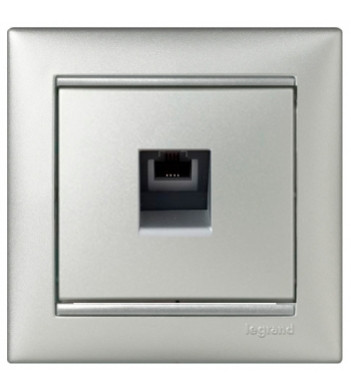 Механизм розетки телефонной RJ-11 Valena алюминий - фото №1