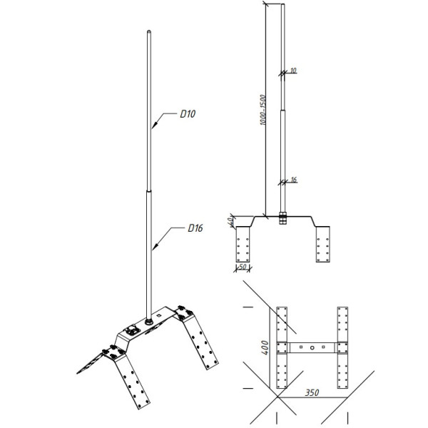 Нержавіюча основа на кутовий гребінь Leo Lightman 2-2,5м Ni (414233) - фото №5