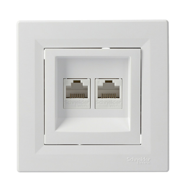 Розетка компьютерная RJ45 кат.6 UTP двойная белая Asfora, EPH4800121
