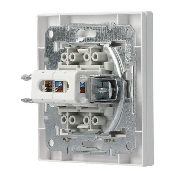 Розетка компьютерная RJ45 кат.6 UTP двойная белая Asfora, EPH4800121 - фото №3