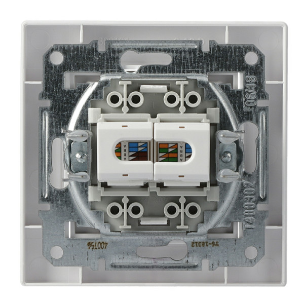 Розетка компьютерная RJ45 кат.6 UTP двойная белая Asfora, EPH4800121 - фото №4