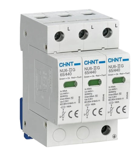 Пристрій захисту від перенапруг Chint NU6-IIG 65kA/440В 3P (252546)