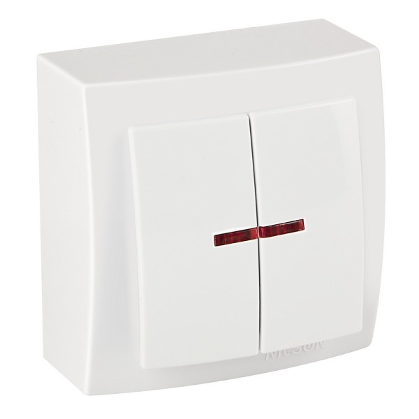 Вимикач Nilson Themis білий 2кл з підсвіткою ( 26111004 )