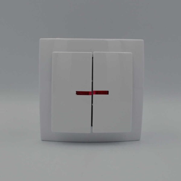 Вимикач Nilson Themis білий 2кл з підсвіткою ( 26111004 ) - фото №1