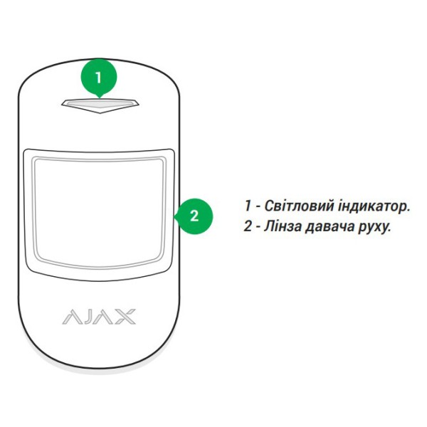 Бездротовий датчик виявлення руху Ajax 1150 MotionProtect Plus black (PIR-сенсор та мікрохвильовий датчик) - фото №2