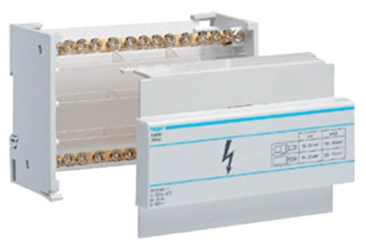 Блок розгалужувач Hager 100A (вхід 1х35мм2; вихід 1х25мм2+10х16мм2)