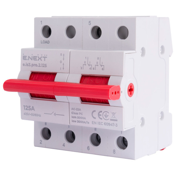 Вимикач навантаженння E.Next e.is3.pro.2.125 на три положення 2р 125А (p008030)