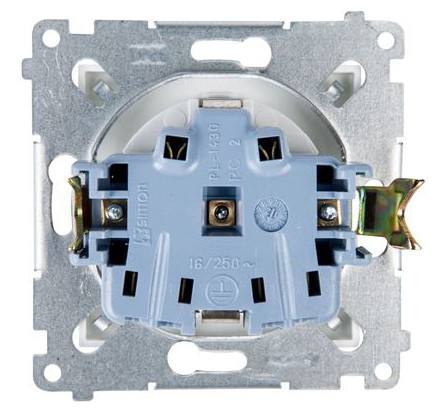 Одинарная электрическая розетка Kontakt Simon Simon 54 Premium DGSZ1Z.01/43 с заземлением Schuko со шторками (серебро) - фото №1