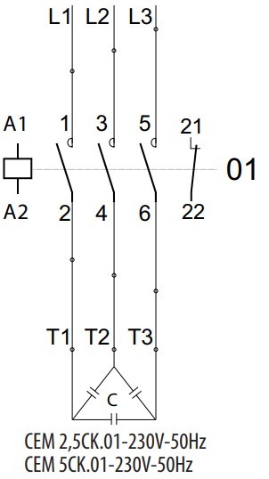 Контактор ETI 004643803 CEM 2,5CK.01 (2.5 кВАр 400-440V) - фото №1