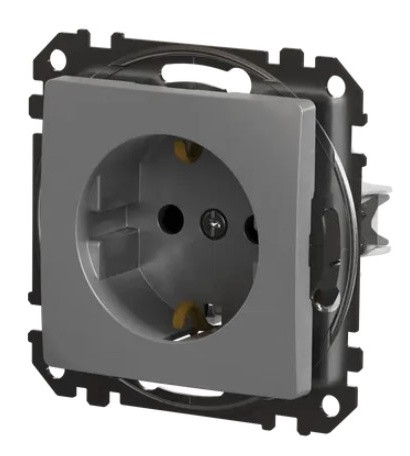 Розетка Schneider Electric Sedna Design & Elements с заземлением и шторками алюминий SDD113022 - фото №4